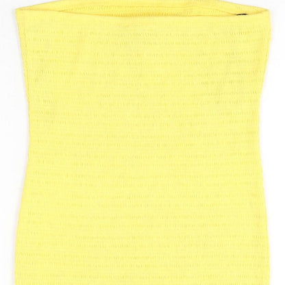 FOREVER 21 Womens Yellow Polyester Bodycon Size S Off the Shoulder Pullover