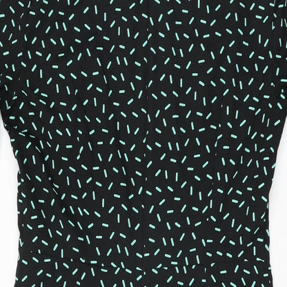 Marks and Spencer Womens Black Geometric Polyester Shift Size 8 Round Neck Zip