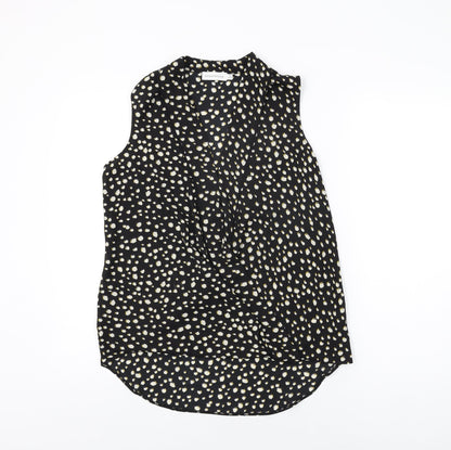 Paraphrase Womens Black Geometric Polyester Basic Blouse Size 8 V-Neck