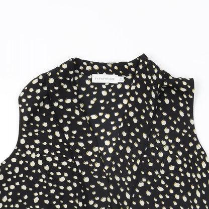Paraphrase Womens Black Geometric Polyester Basic Blouse Size 8 V-Neck