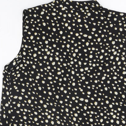 Paraphrase Womens Black Geometric Polyester Basic Blouse Size 8 V-Neck