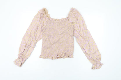 Womens UK Size S Pieces Pink Basic T-Shirt