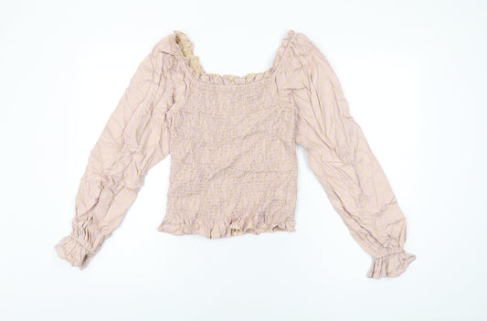 Womens UK Size S Pieces Pink Basic T-Shirt