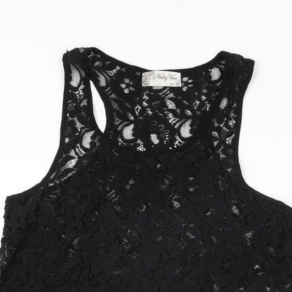 Womens UK Size S Vouley Vous Black Basic T-Shirt