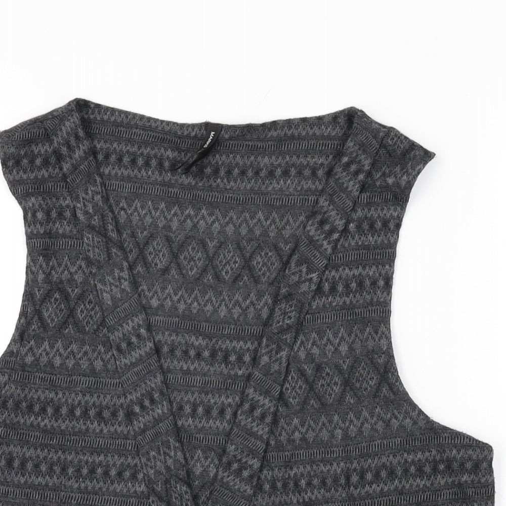 Marks and Spencer Womens Grey Geometric Polyester Basic T-Shirt Size 16 V-Neck