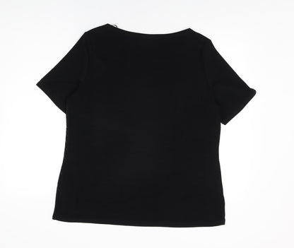 Bonmarché Womens Black Polyester Basic T-Shirt Size M Boat Neck