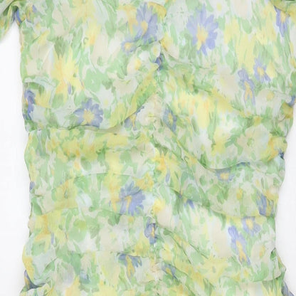 ASOS Womens Green Floral Polyester Maxi Size 10 Square Neck Zip
