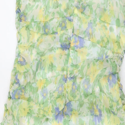 ASOS Womens Green Floral Polyester Maxi Size 10 Square Neck Zip