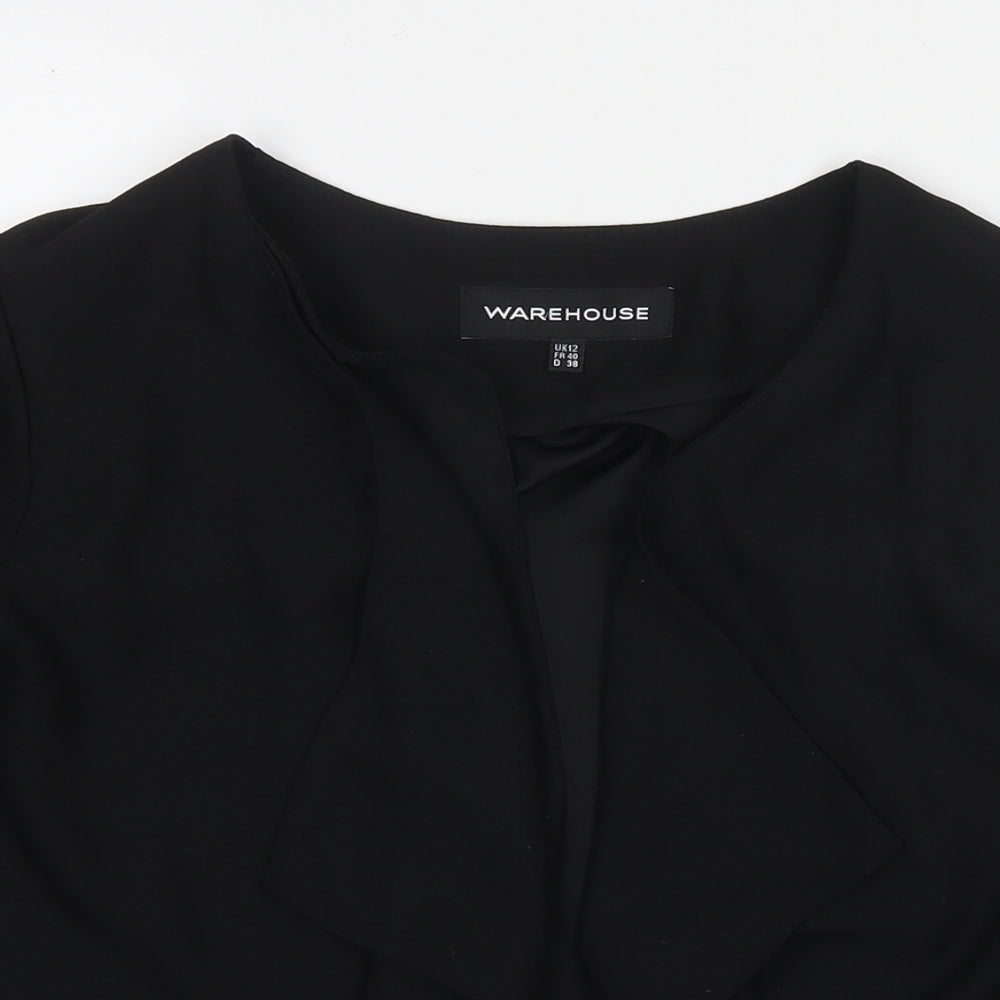 Womens UK Size 12 Warehouse Black Kimono Coat