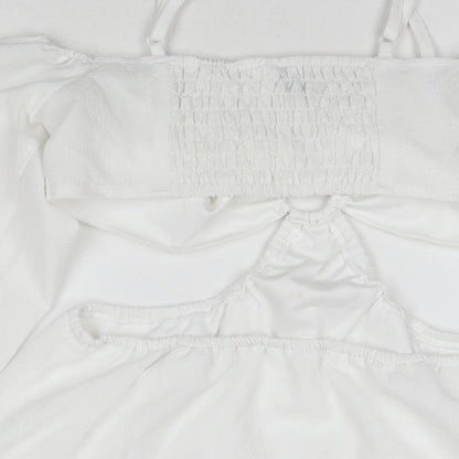 H&M Womens White Polyester A-Line Size M Sweetheart Pullover - Cut Out Detail