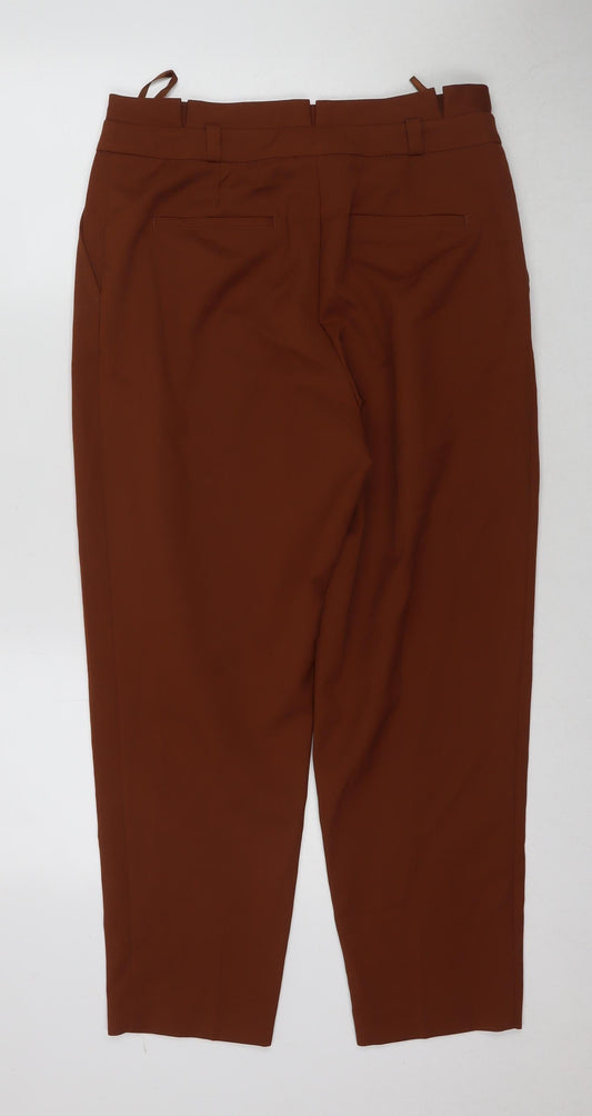 New Look Womens Brown Polyester Trousers Size 12 L26 in Regular Zip