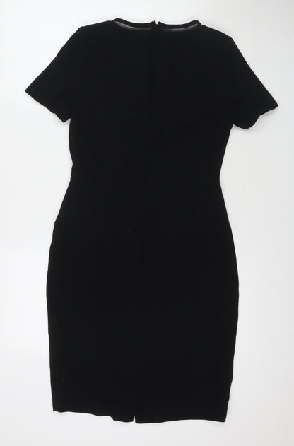 NEXT Womens Black Polyester A-Line Size 10 Round Neck Zip