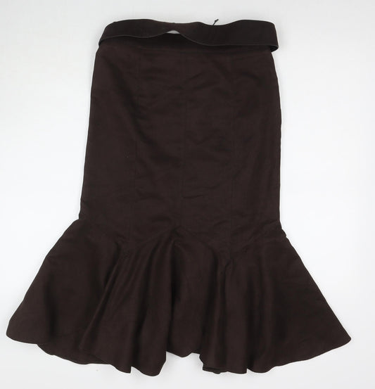 Principles Womens Brown Polyester Trumpet Skirt Size 8 Zip