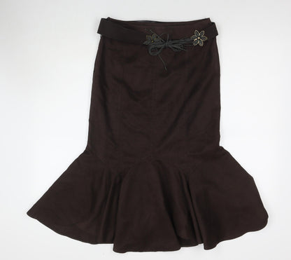 Principles Womens Brown Polyester Trumpet Skirt Size 8 Zip
