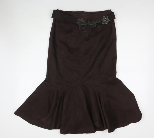 Principles Womens Brown Polyester Trumpet Skirt Size 8 Zip