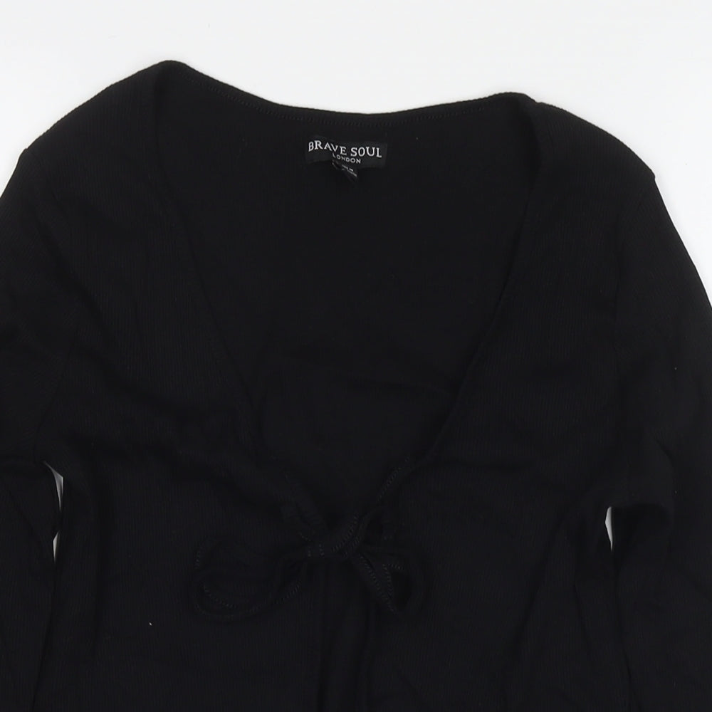 Womens UK Size S Brave Soul Black Jersey T-Shirt