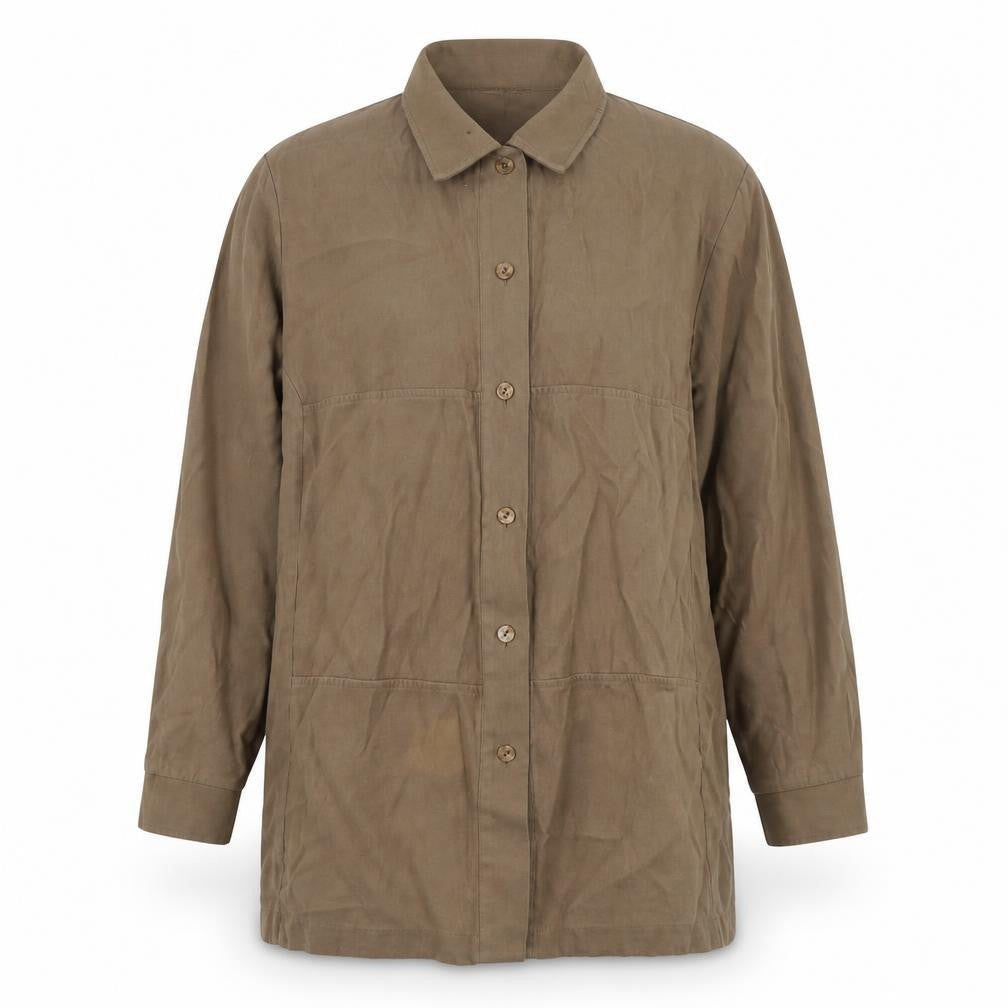 Womens UK Size 24 ELVI Brown Basic Button-Up