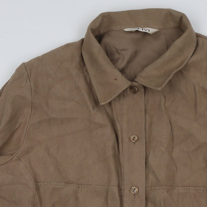 Womens UK Size 24 ELVI Brown Basic Button-Up