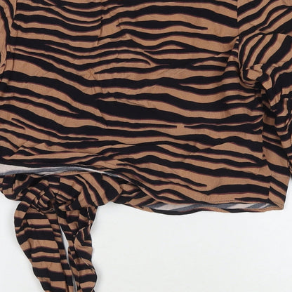 Womens UK Size 12 Oasis Brown Wrap Blouse