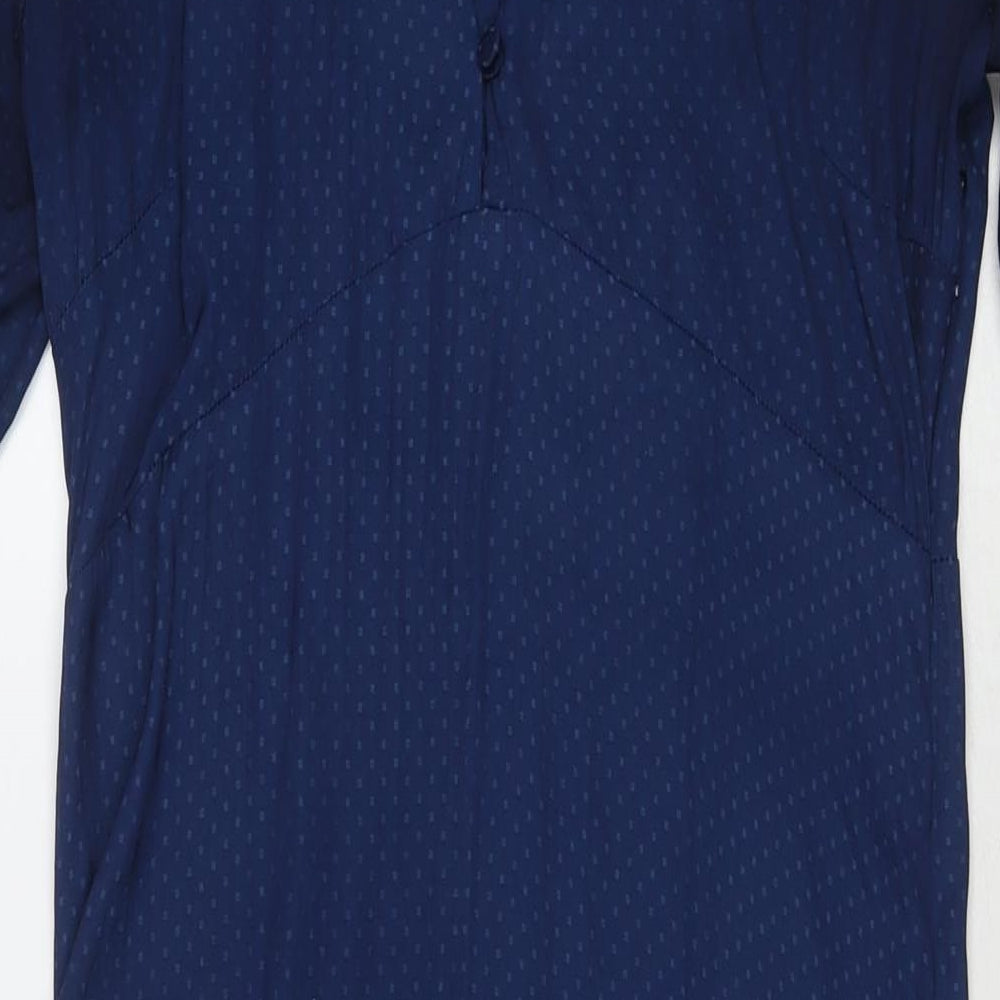 H&M Womens Blue Polka Dot Viscose Maxi Size 10 V-Neck Pullover