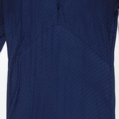 H&M Womens Blue Polka Dot Viscose Maxi Size 10 V-Neck Pullover