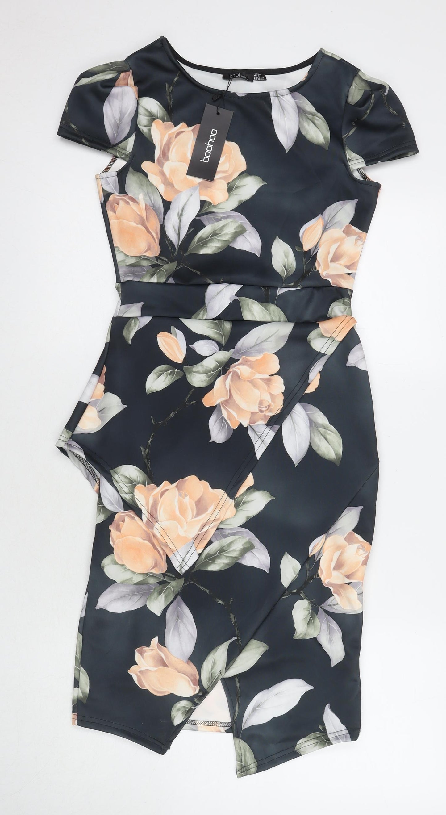 Boohoo Womens Multicoloured Floral Polyester A-Line Size 10 Round Neck Pullover