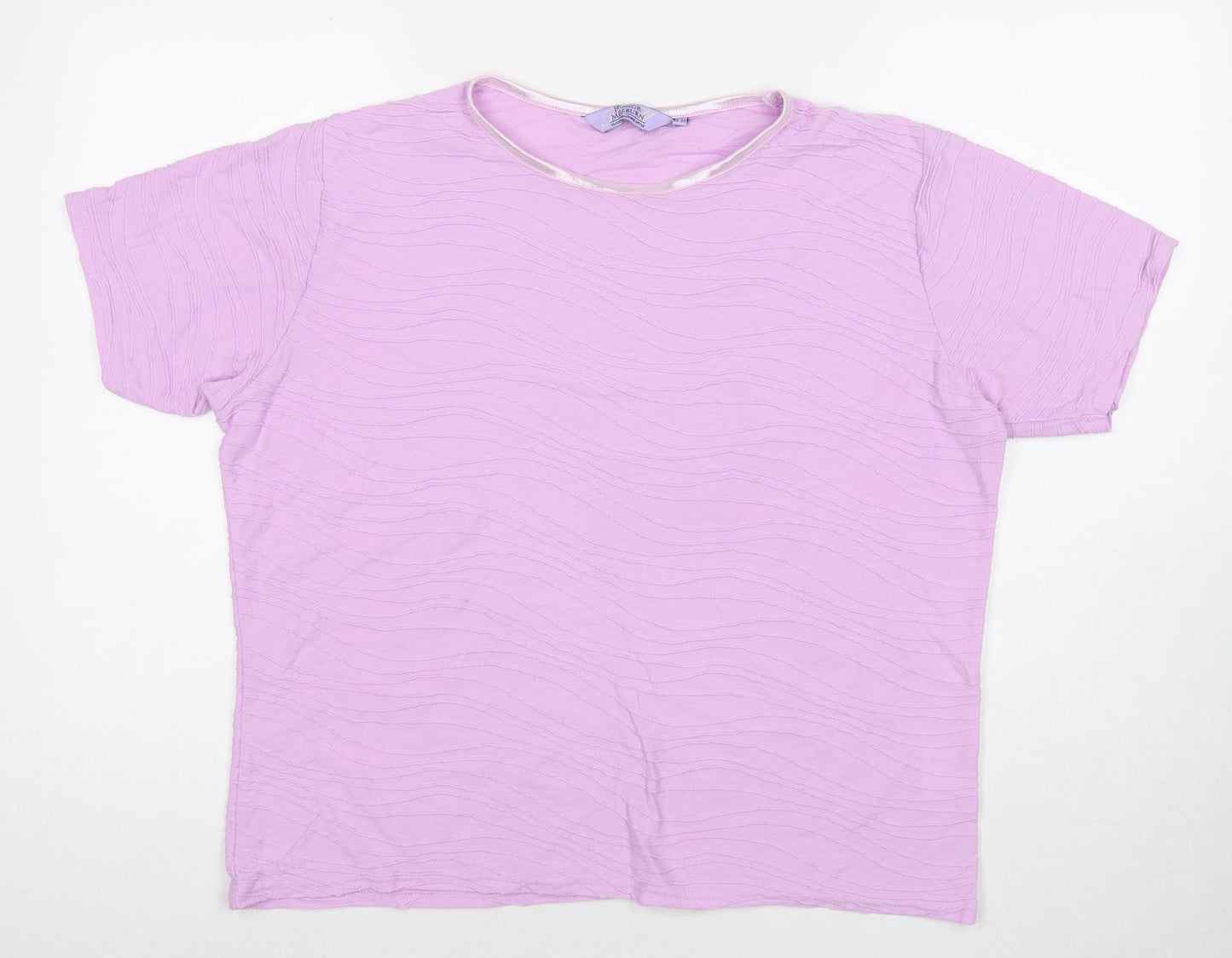 EWM Womens Purple Polyester Basic T-Shirt Size 18 Round Neck - Size 18-20