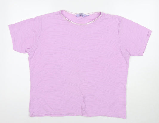 EWM Womens Purple Polyester Basic T-Shirt Size 18 Round Neck - Size 18-20