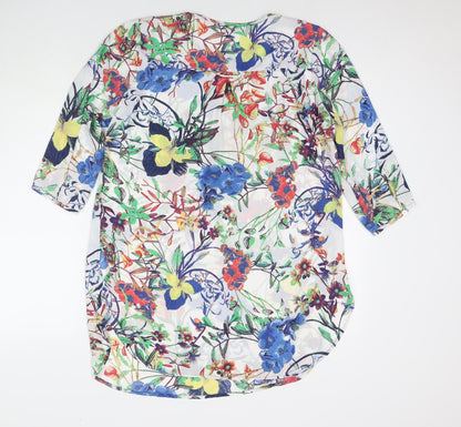 Figuerca Womens Multicoloured Floral Polyester A-Line Size S Round Neck Pullover