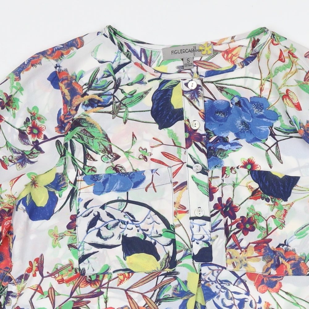 Figuerca Womens Multicoloured Floral Polyester A-Line Size S Round Neck Pullover