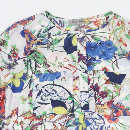Figuerca Womens Multicoloured Floral Polyester A-Line Size S Round Neck Pullover