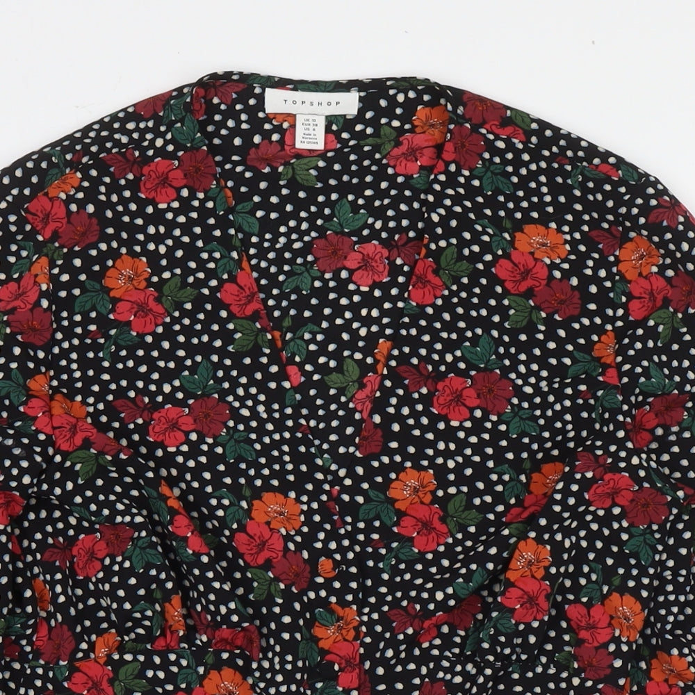 Womens UK Size 10 Topshop Multicoloured Basic Button-Up