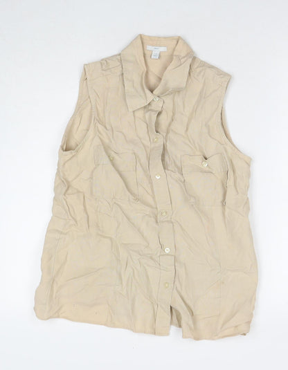Womens UK Size L Gap Beige Basic Button-Up