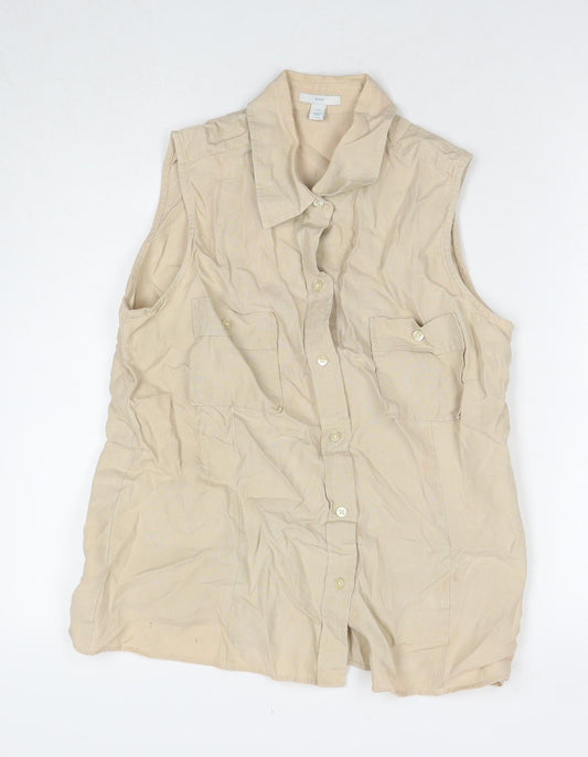 Womens UK Size L Gap Beige Basic Button-Up
