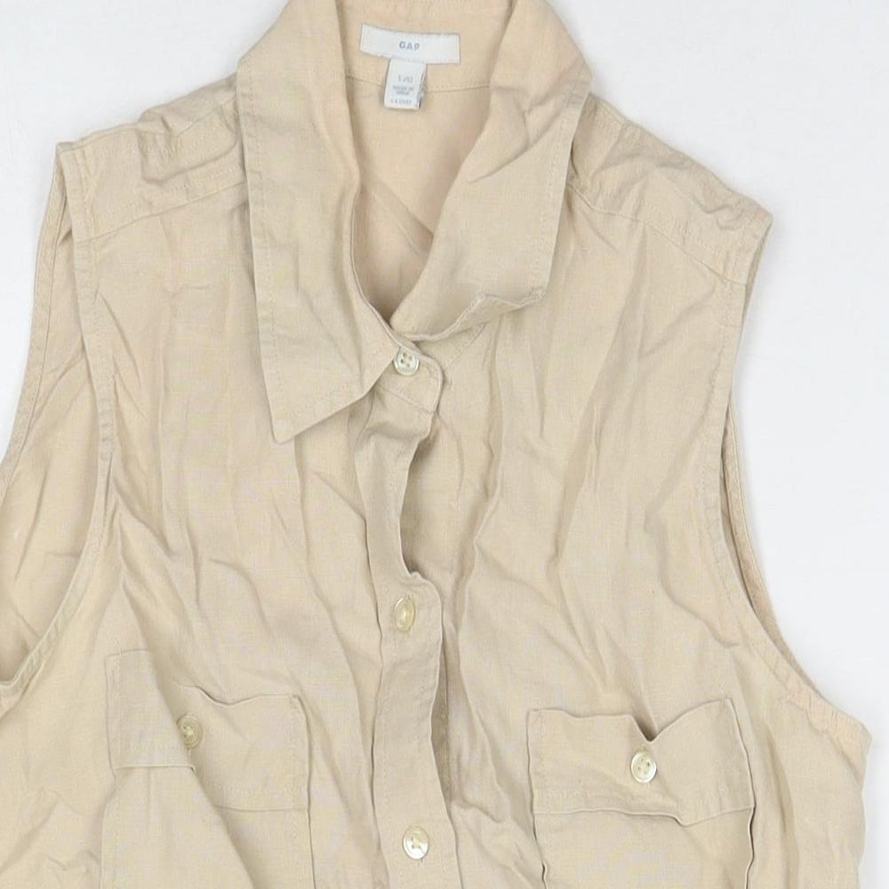 Womens UK Size L Gap Beige Basic Button-Up