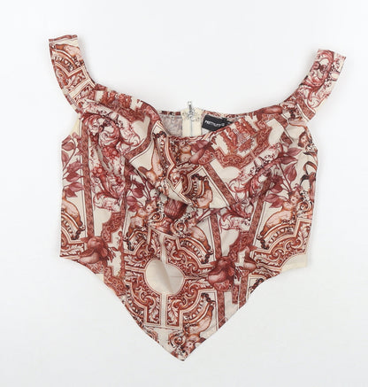 Womens UK Size 10 PRETTYLITTLETHING Brown Cropped Tank