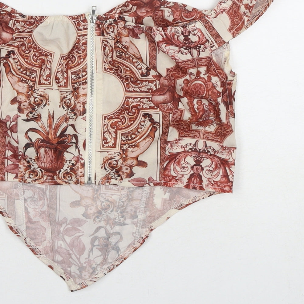 Womens UK Size 10 PRETTYLITTLETHING Brown Cropped Tank