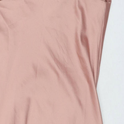 Topshop Womens Beige Polyester Slip Dress Size 8 Cowl Neck Pullover