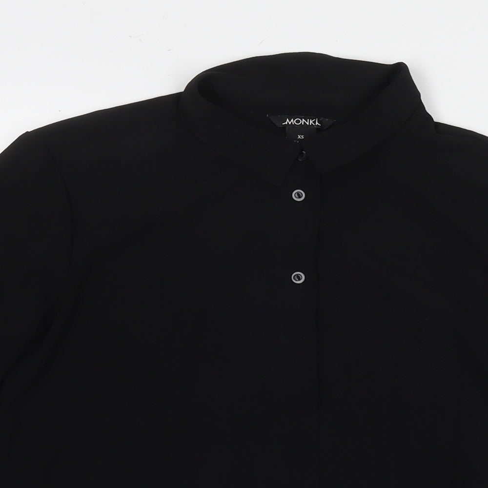 Womens UK Size XS Monki Black Basic Button-Up