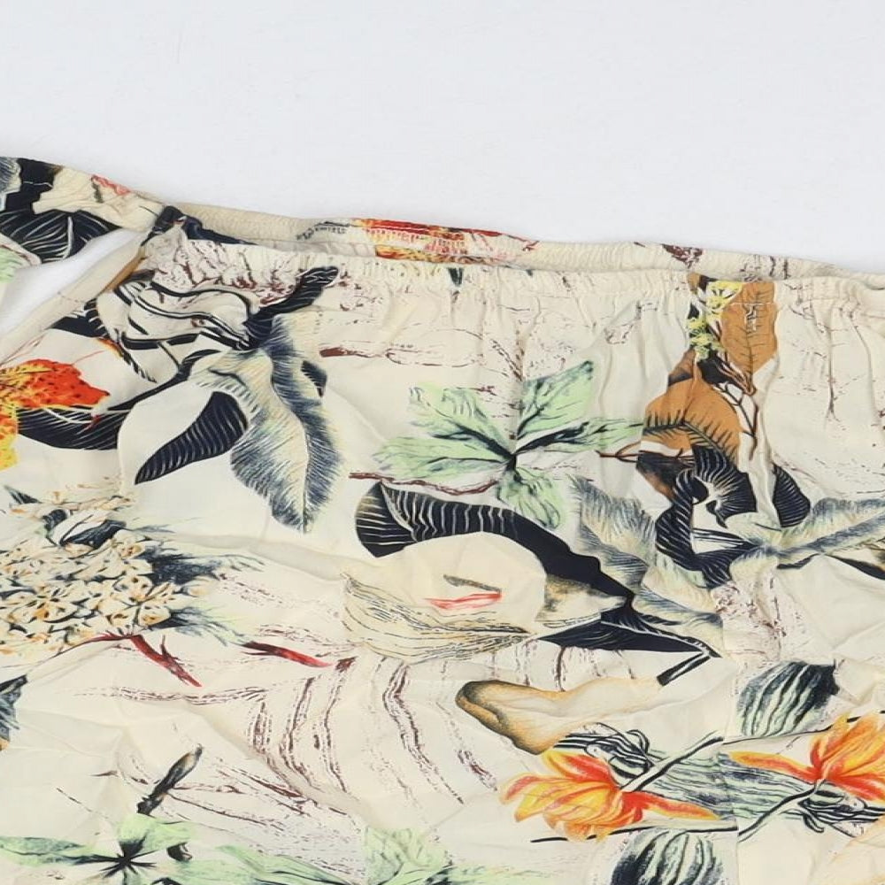 Boohoo Womens Multicoloured Floral Viscose Basic Blouse Size 8 Off the Shoulder