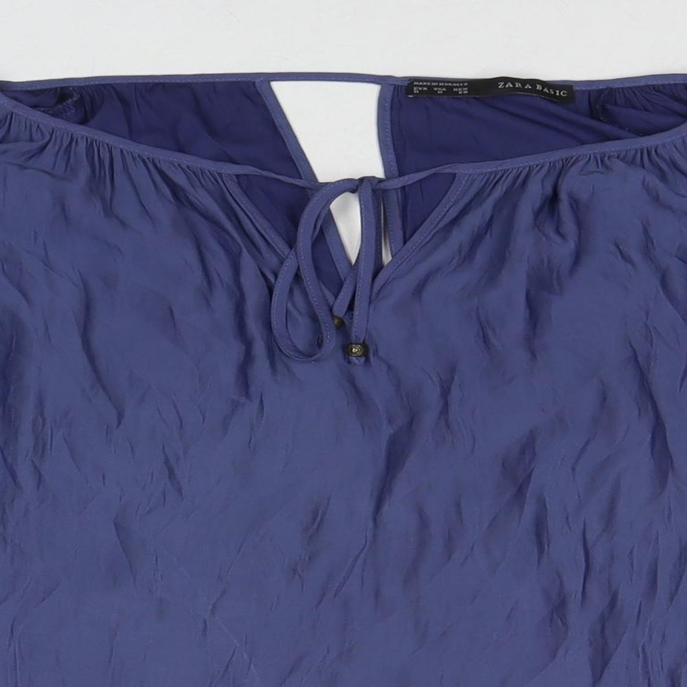 Womens UK Size M Zara Blue Basic Blouse