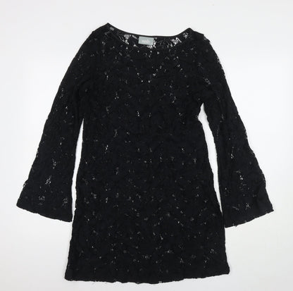 Wallis Womens Black Polyester A-Line Size 10 Round Neck Pullover