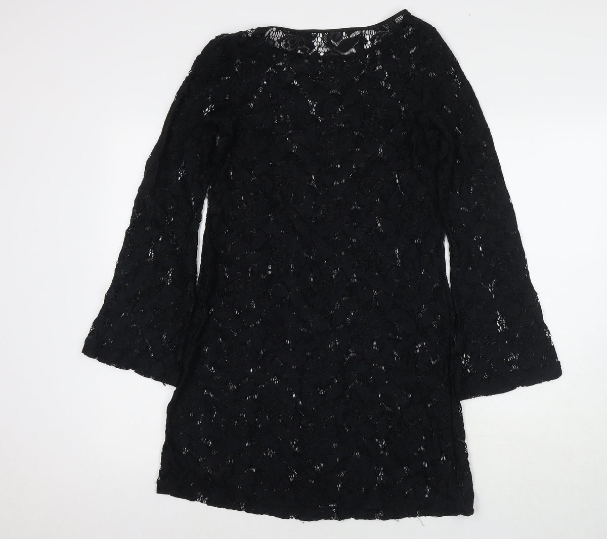 Wallis Womens Black Polyester A-Line Size 10 Round Neck Pullover