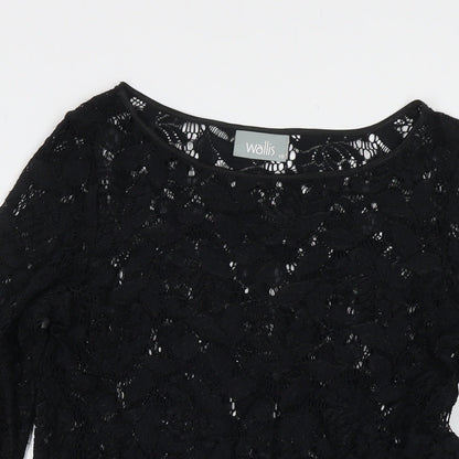Wallis Womens Black Polyester A-Line Size 10 Round Neck Pullover
