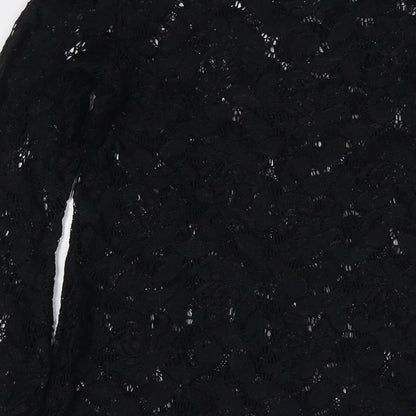 Wallis Womens Black Polyester A-Line Size 10 Round Neck Pullover