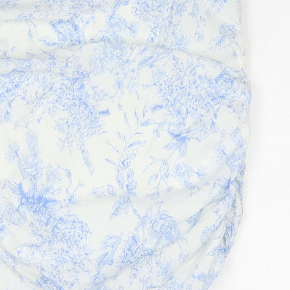 Boohoo Womens White Floral Polyester A-Line Skirt Size 12 Zip