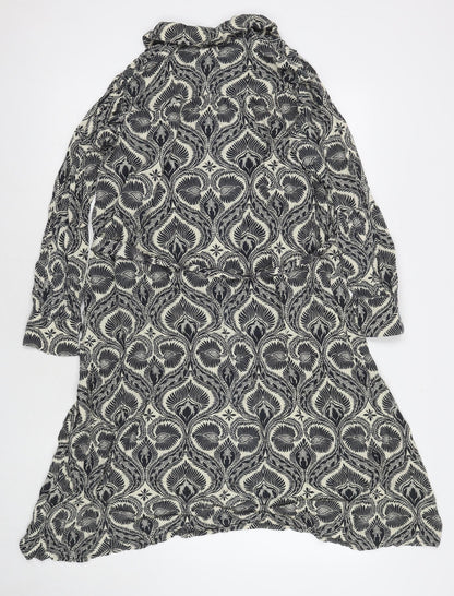 Khaadi Womens Black Geometric Viscose Shirt Dress Size S Collared Button