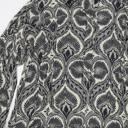 Khaadi Womens Black Geometric Viscose Shirt Dress Size S Collared Button