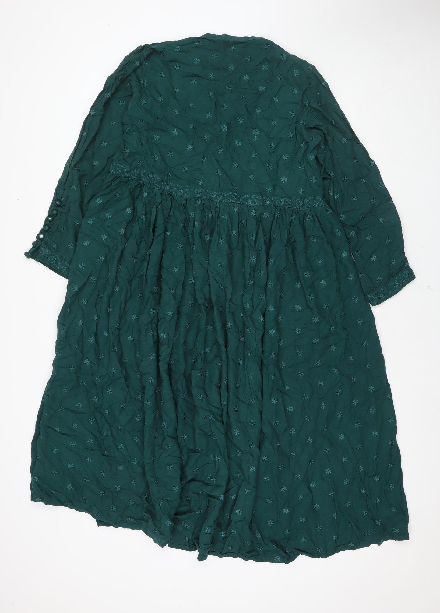 Khaadi Womens Green Viscose Maxi Size 12 V-Neck Button