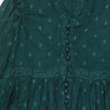 Khaadi Womens Green Viscose Maxi Size 12 V-Neck Button